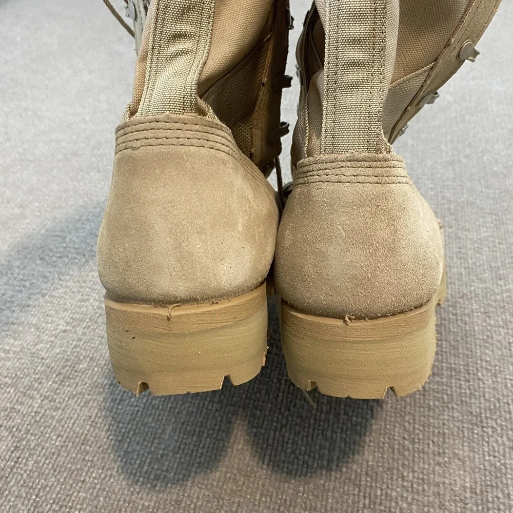Wellco Army Combat Boots Mens Size 9 W Beige Suede Military Vibram Hot Weather